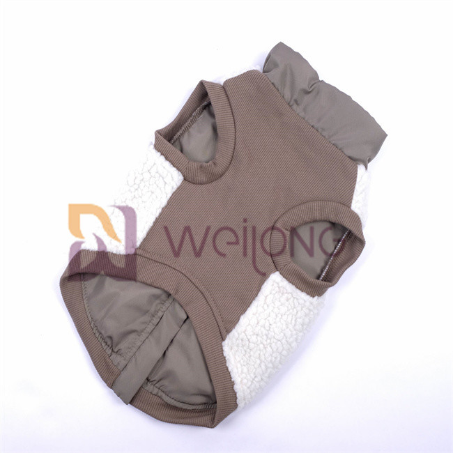 Good Elasticity Silver Zipper Berber Fleece Pet Jacket 2*2 RIB Low Body Dog Jackets For Winter