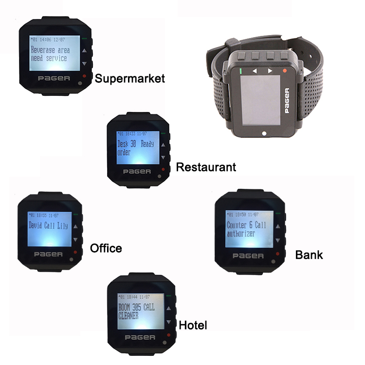 New trendy products customize wireless call button and wrist watch pager used for office staff calling