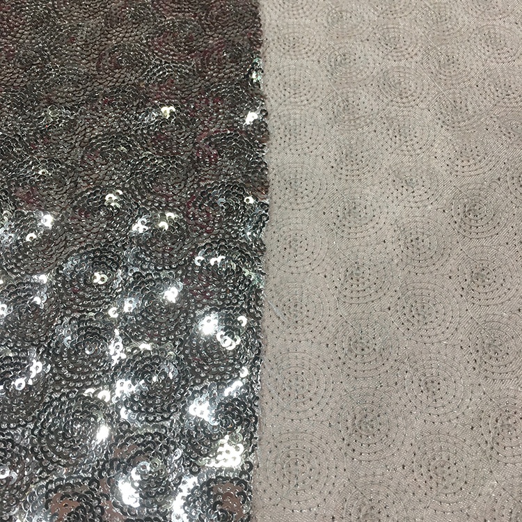 Hot Foil Stamping Double Sided Sequin Fabric Bulk Flocked Lightweight