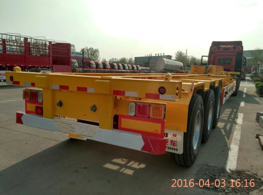 3 Axle 40 Feet Flatbed Skeletal Semi Trailer Trucks 12 Pcs Container Twist,container semi trailer