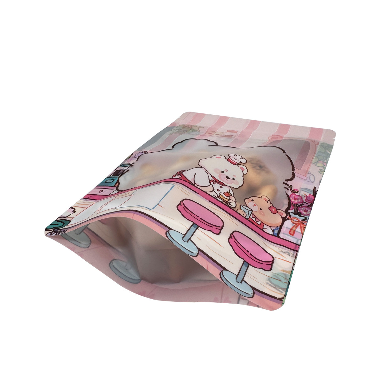 Cartoon Design Customized Stand Up Zipper Bags For Food Packaging With Window