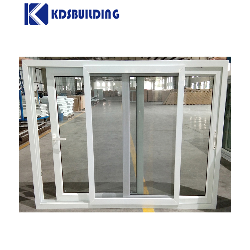 Windproof Hurricane Mirror Insulated Fix Glass 2 Track Pvc Windows White Frame And Doors Slide Window