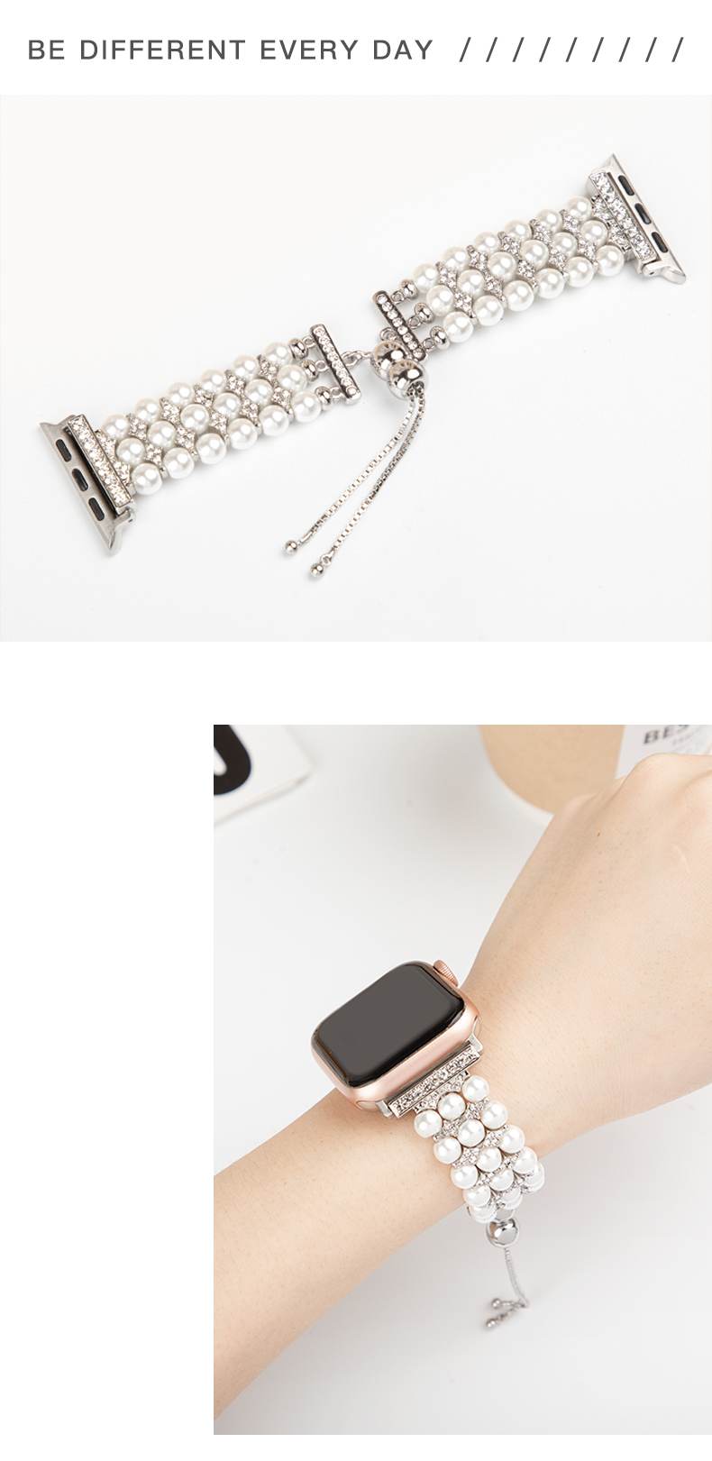 Function Fashionable Watch Strap Beaded Apple Watch Bands for iWatch Series 8 7 6 5