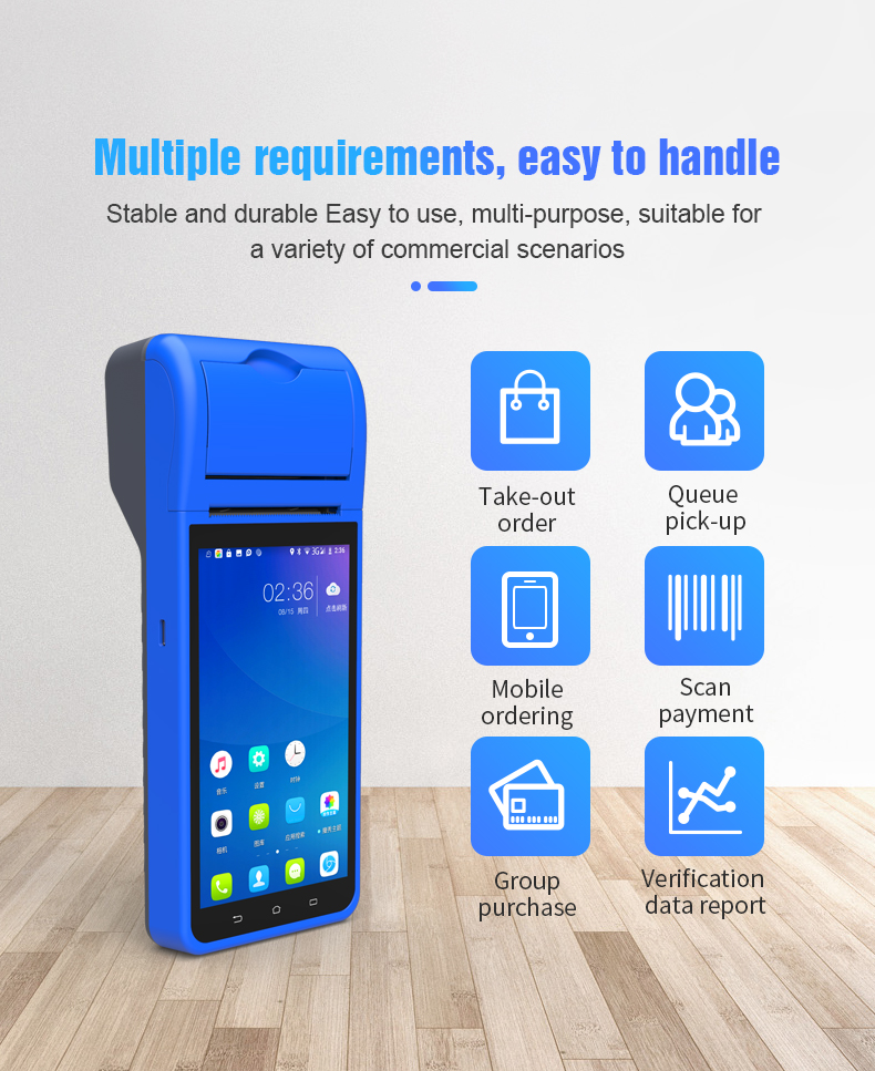 POS Software and Barcode Scanner Included 5.5 Inch Portable POS Printer Based on Android for Restaurant