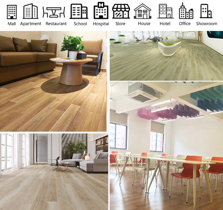 PVC SPC Flooring Wood Look Vinyl Plank 8mm Hybrid Flooring With Limestone Embossed