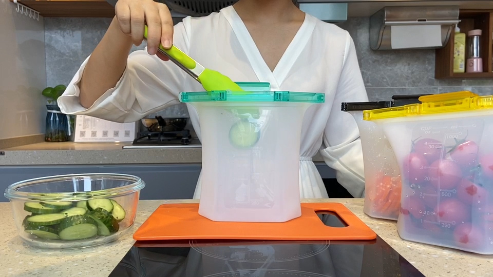 500ml 1000ml Collapsible Silicone Food Storage Bag Silicone Freezer Bags