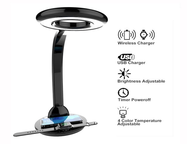 Smart Touch Control Qi Charging Lamp , Wireless Phone Charging Lamp Fast Charger
