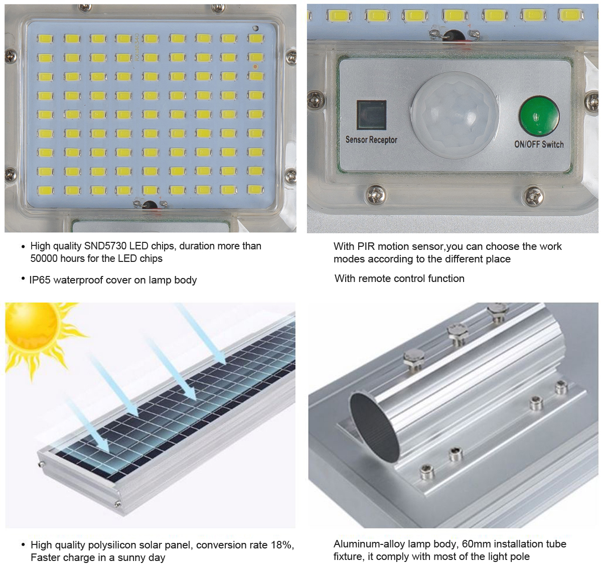 Stand Alone 100W 120W 150W 200W 300W Smart Outdoor Lamparas Solares Led Integrated All In One LED Solar Street Light