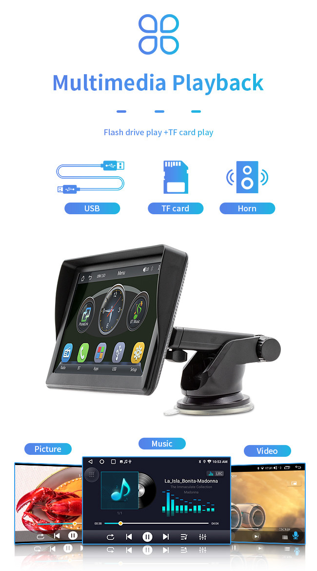 1024x600 Portable Car GPS Navigation 7 Inch Large Screen MP5 WiFi Video Player