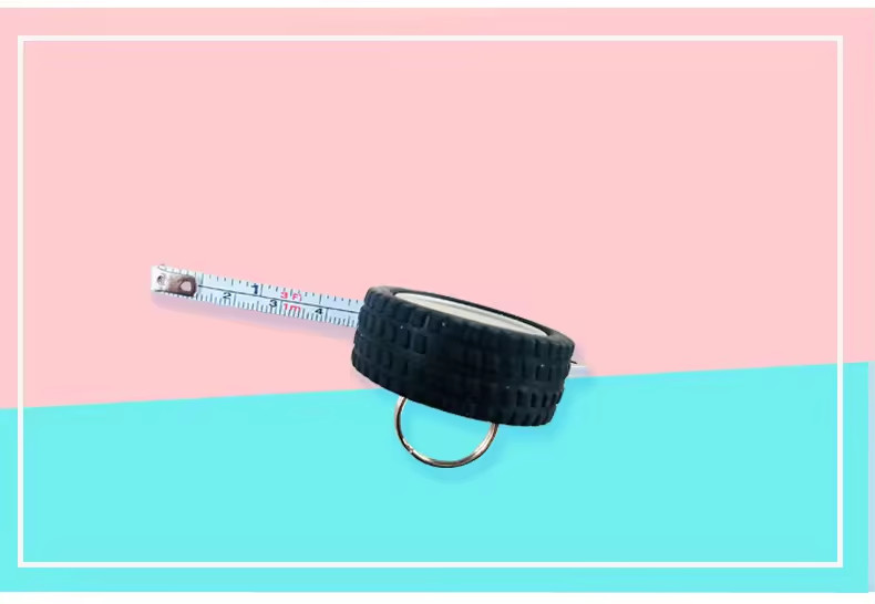 Wintape Custom 1m Tyre Shaped Keychain Metal Tape Measures Mini Portable Body Soft Measuring Tape