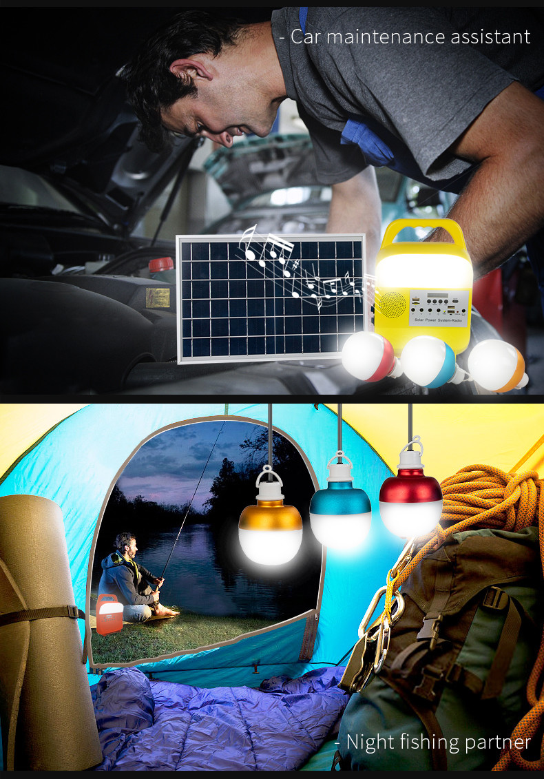 Global Sunrise 8000mah Solar Home Lighting System With Radio FM MP3