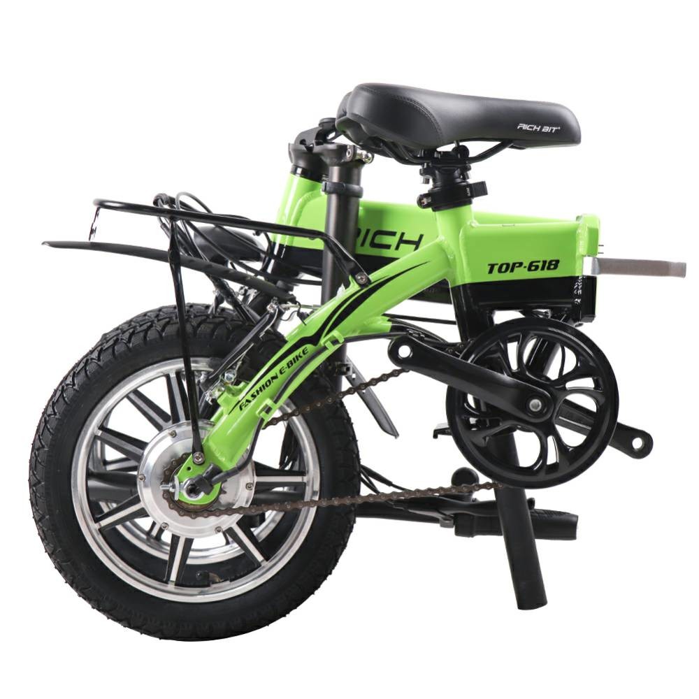 Rich Bit Top 618 Portable Folding Electric Bicycle 14 Inch Ebike 250w 10Ah Carrier Car Trunk