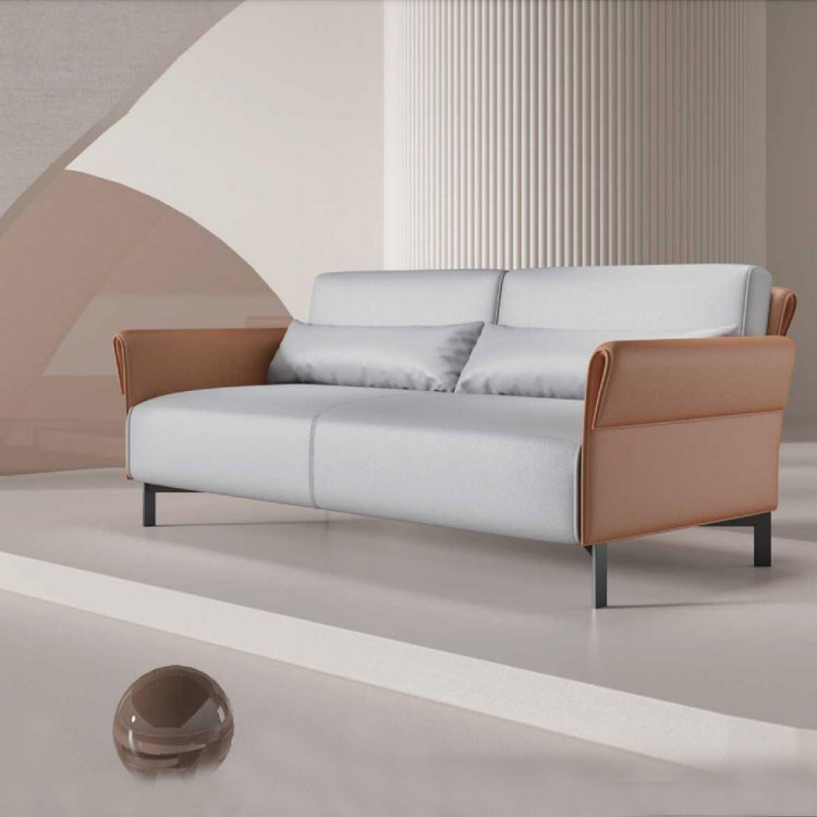 Sleek Design Office Furniture Sofa Solid Wood Frame Leather Sofa Set