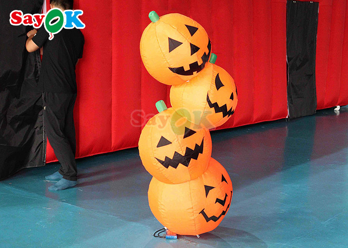 PVC Inflatable Halloween Decoration 4.9ft Pumpkin Shape LED Blown Up Model