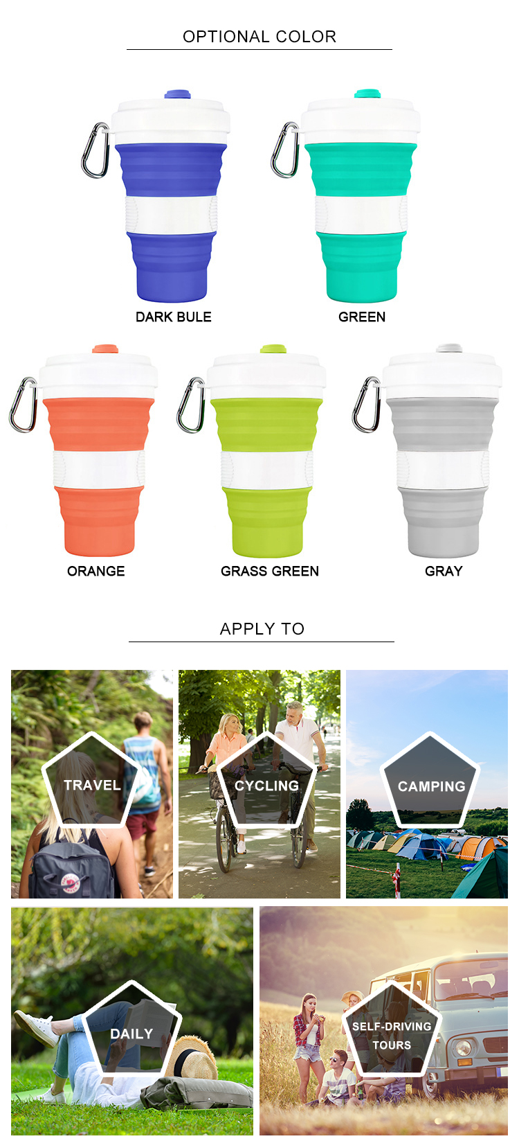 19.5oz Collapsible Silicone Reusable Coffee Cup