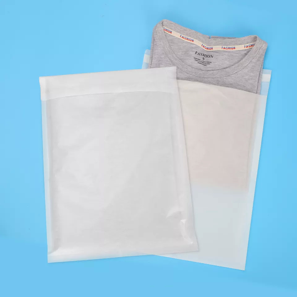 Garment Clear Glassine Paper Bag Non Plastic Gusset For T-Shirt