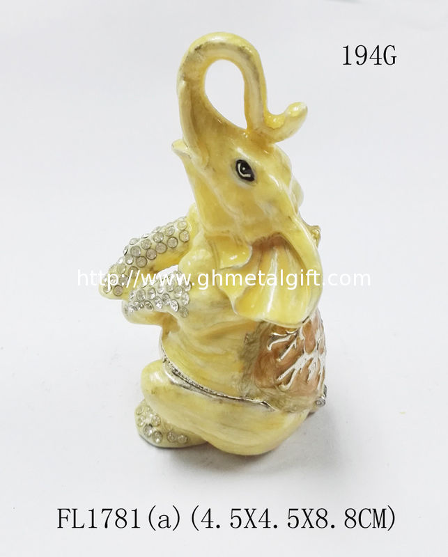 Hot sale elephant box elephant metal trinket box pewter elephant jewelry box for gift