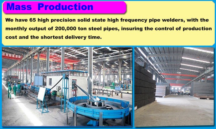 Galvanized steel/gi rectangular hollow section weight/carbon steel pipe price
