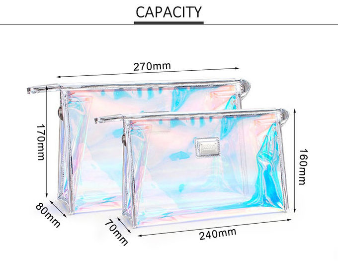 Fashionable Embroidery Logo Women Pvc Makeup Pouches