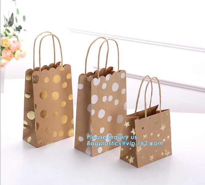 Custom Printed Accept Wholesale Stock White Brown Kraft Paper Shopping Bag With Handle No Minimum, carrier handle bags