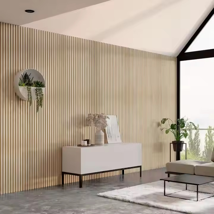 Slatpanel Walnut Acoustic 3D Textured Wood Panels For Walls Ceilings Decorative Panels For Homes