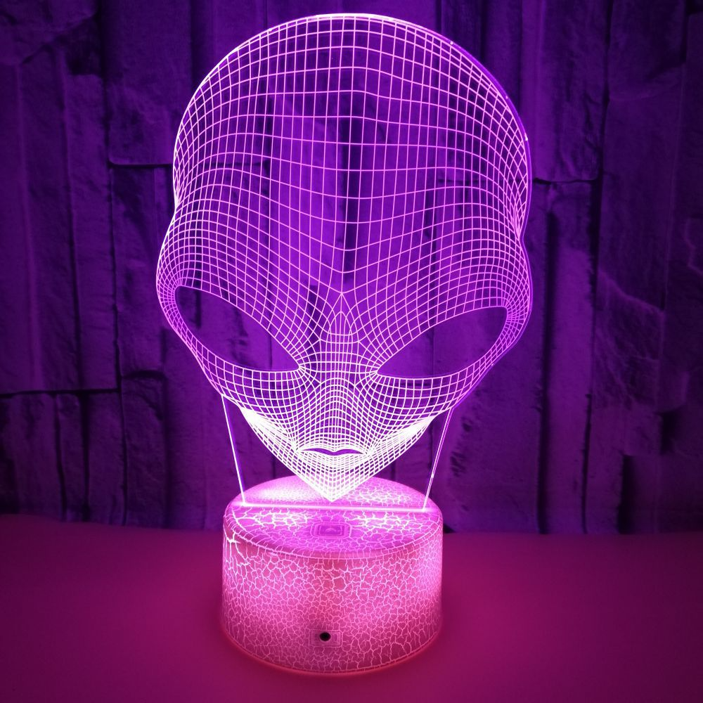 Martian shape OEM company logo 7 color 3D touch night light USB desktop colorful small table lamp