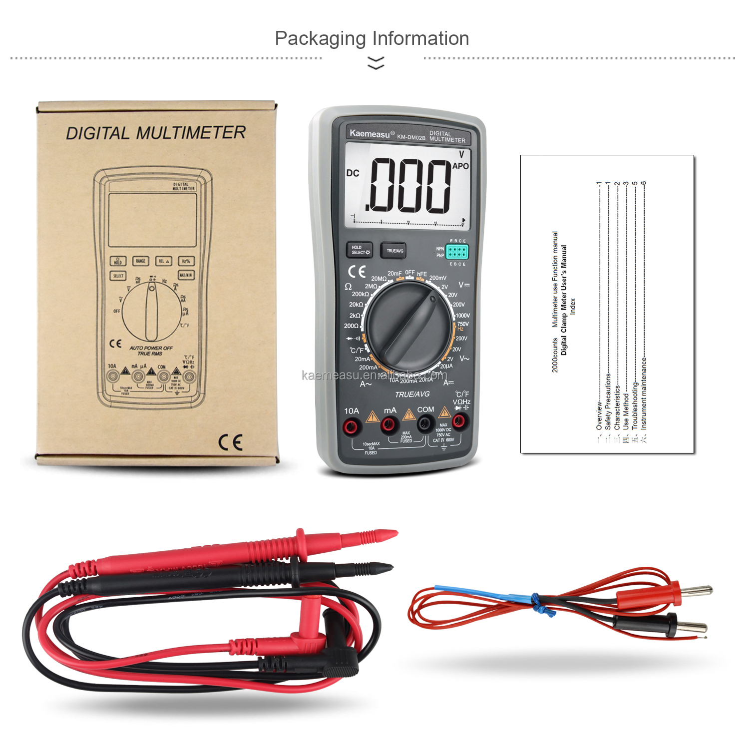 Handheld Professional Industrial Voltmeter Digital Aneng Multitester NCV T-RMS Electric Test Meter Multimeter Price