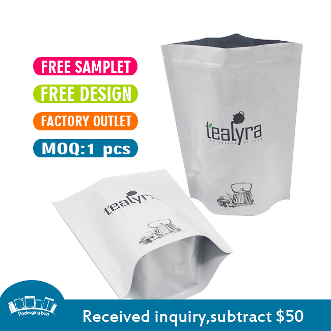 Two Colors Coffee Packaging Pouch Aluminum Foil Flat Bottom With Valve And Zipper