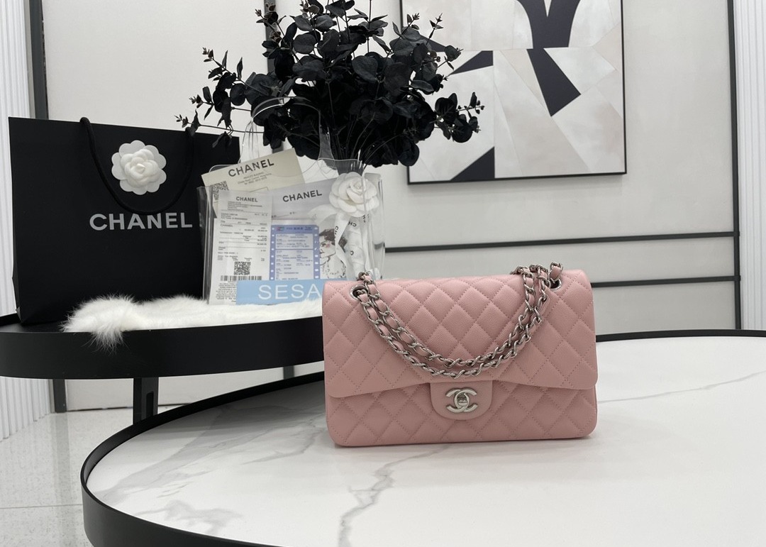 Ball Caviar Womens Chain Bag Calf Skin Inside Suede 25cm Length