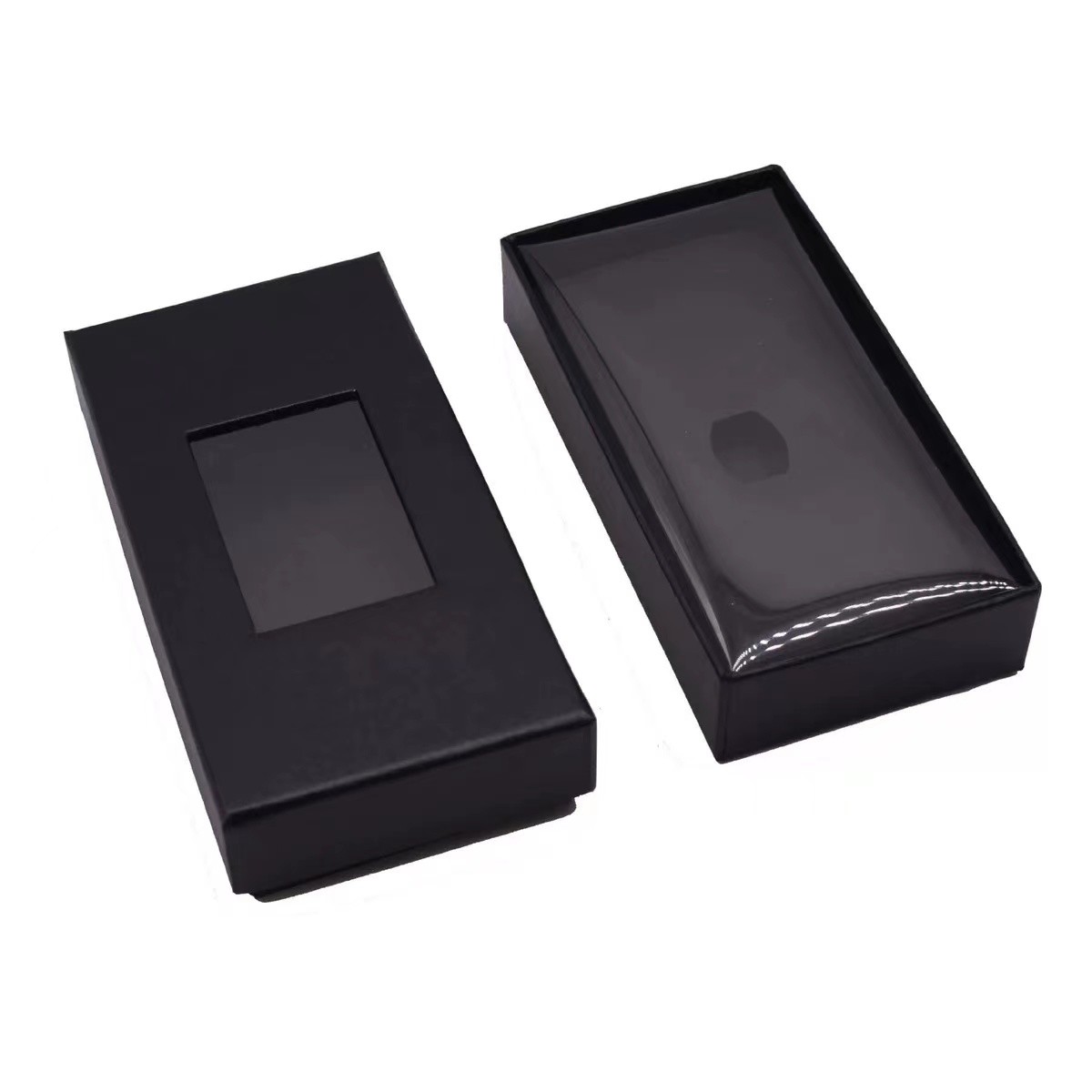 CDR AI PSD Black Rectangular Cardboard Gift Box With Transparent Lid