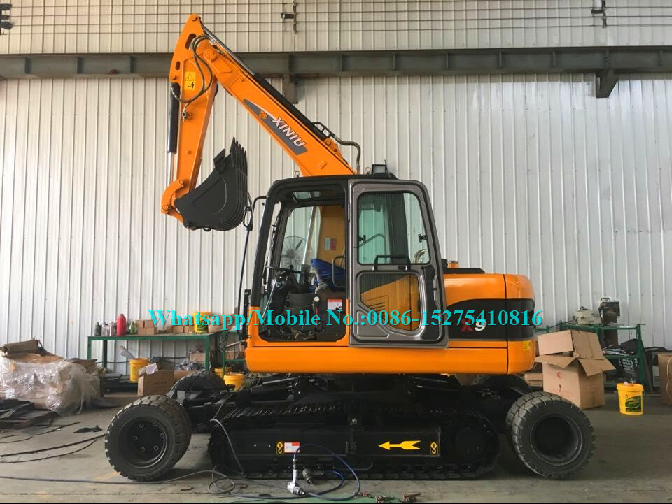 9 Ton Heavy Earth Moving Machinery Amphibious Mini Excavator With Wheels