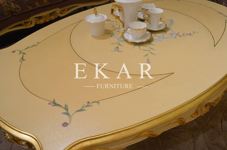 Oval shape neoclassical wood tree trunk cocktail table FC-101C