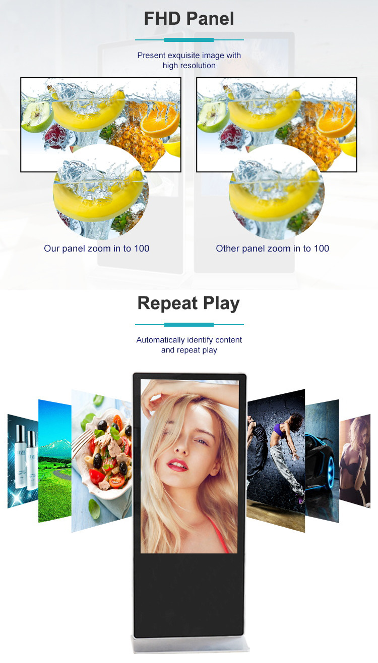 Vertical Floor Standing LCD Advertising Player Digital Signage Display Touch Screen Kiosk