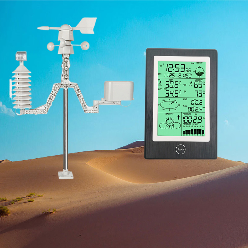Wireless Solar Farm Weather Station For Temperature Humidity Wind Speed Rainfall Forecast