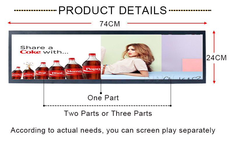 700 Nits 23.1'' Transparent LCD Screen Stretched Digital Monitor Display For Elevator