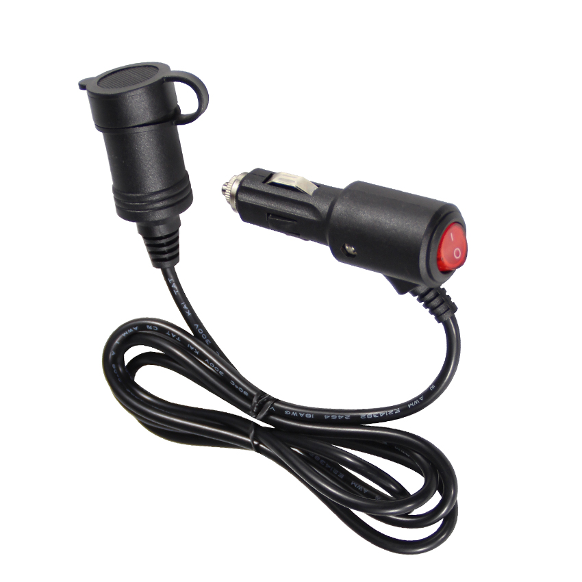 Car Cigarette Lighter Charger with Switch and Male To Female Connector