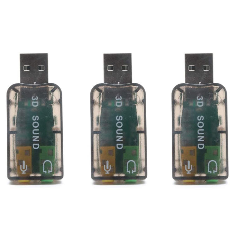 Plug and Play 5.1 External 3D Mic Stereo Studio Audio USB Interface Sound Card Adapter with 3.5mm Headphone