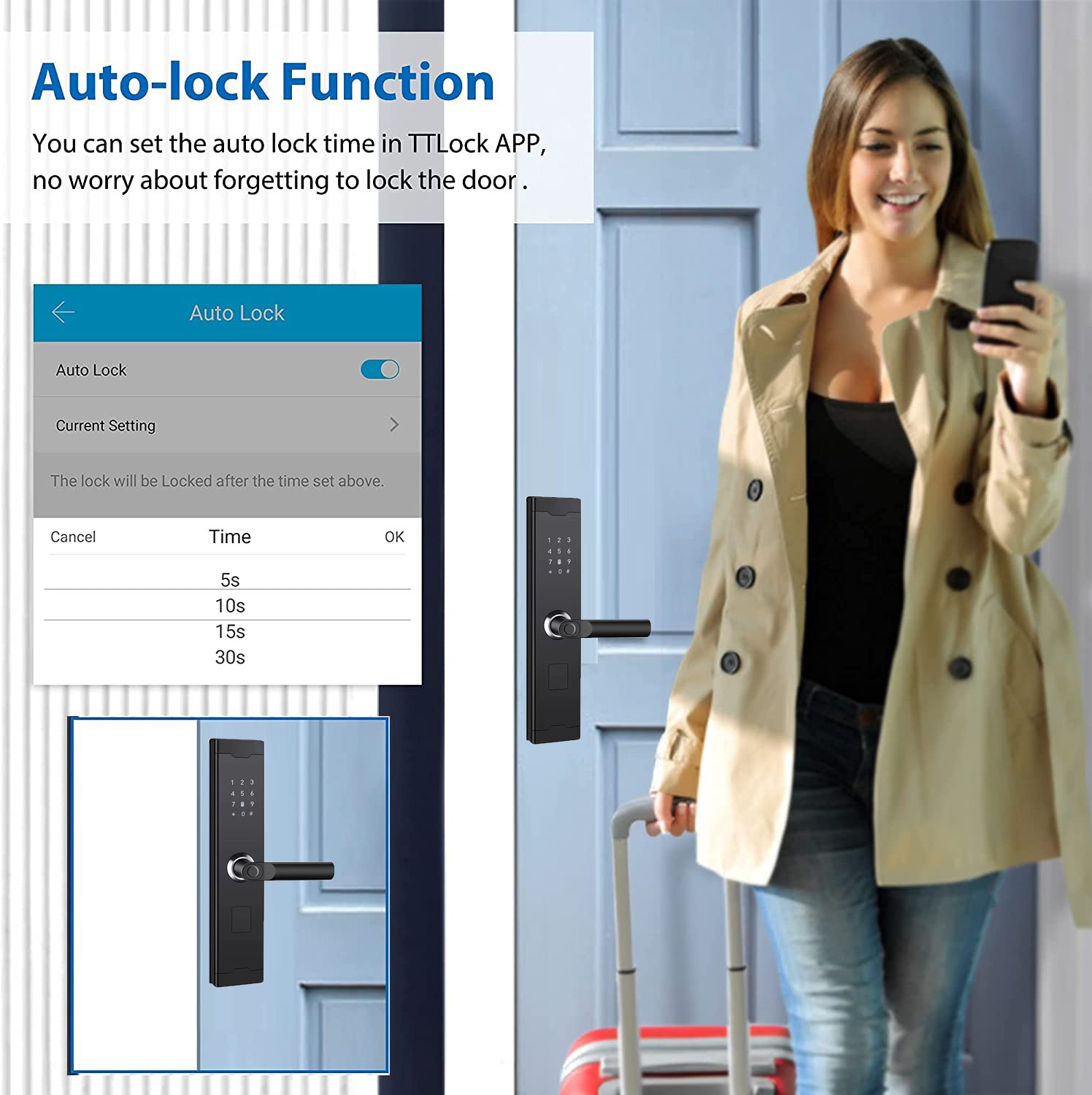 Anti Peeping Smart Fingerprint Door Lock Password Lock Smart Home Door Lock