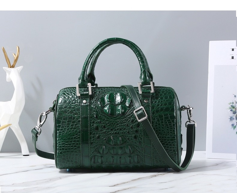 Fashion Lady Purse Genuine Crocodile Leather Women's Small Boston Bag Exotic Real Alligator Skin Female Zipper Handbag