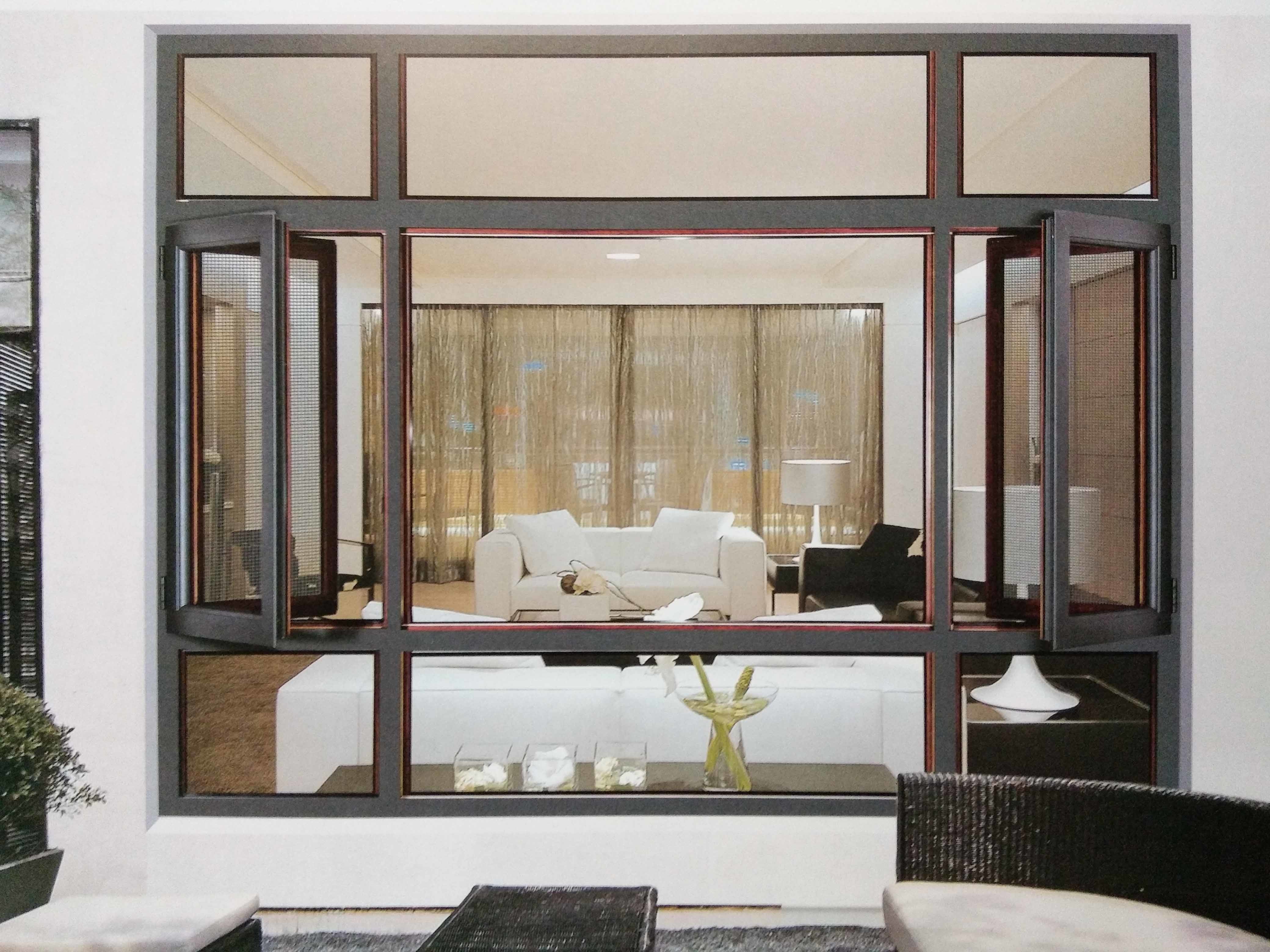 Energy Saving Wood Clad Aluminum Casement Windows Easy to install With Thermal Break for Southeast Asia market
