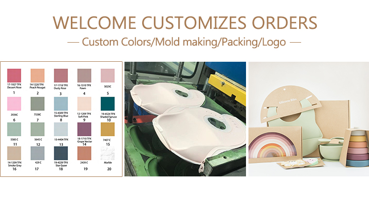 Non Toxic Silicone Baby Feeding Set silicone dummy holder Silicone Bib And Plate Set With Customize Logo