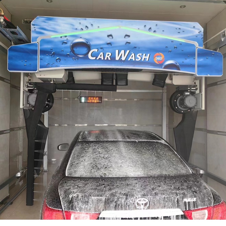 Single Arm Touchless Car Wash Equipment With 6 Dryers And 8m Lx5mm Rail Size