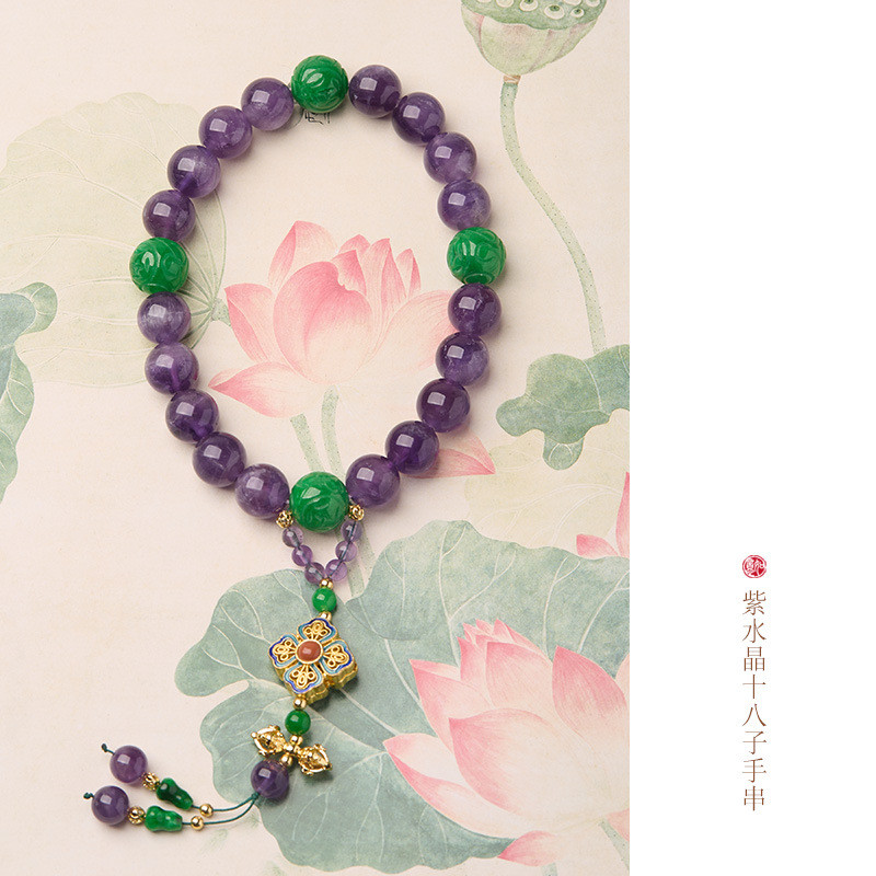 Crystal Handmade Natural Amethyst Bracelet For Women - Stretchable 8mm Bead Bracelet - Adjustable Size Crystal Bracelet For Women