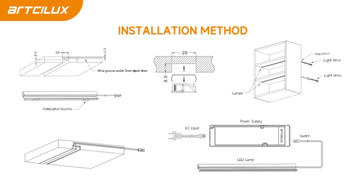 Customized Length Wardrobe Under Cabinet LED Strip Lighting Recessed Mounted