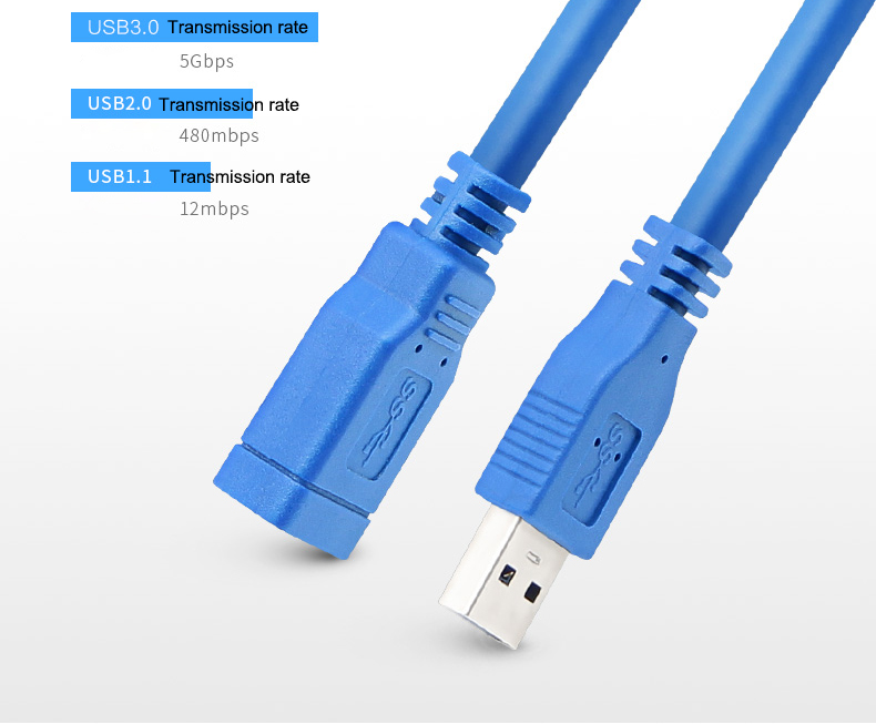 5Gbps USB 3.0 Extension Cable For Printer Data Download Female To Male Charging