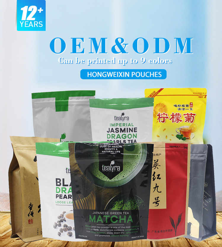 Biodegradable Reusable Plastic Packaging Pouch With Zipper Tea Bags