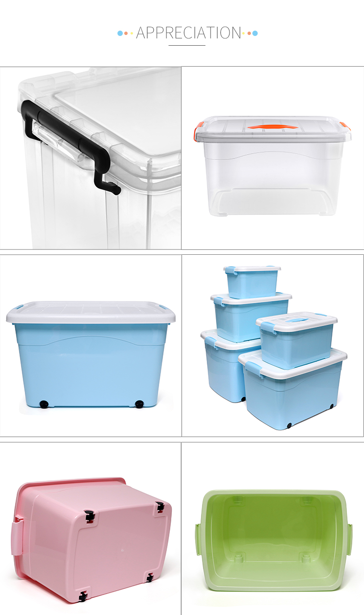 Rectangle PP Sterilite Storage Containers With Wheels For Kitchen