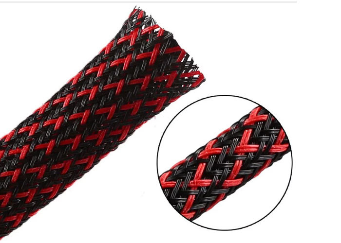 Fire Resistant PET Expandable Braided Sleeving Halogen Free For Cable Harness