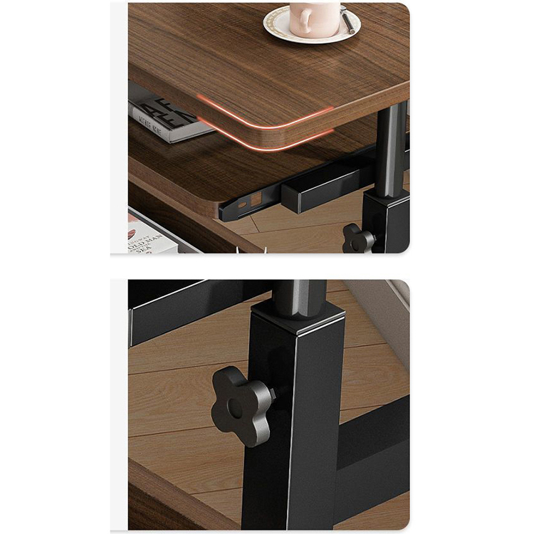 Modern Boss Study Wooden Mobile Computer Desk with Lift Top and Manual Height Adjustment