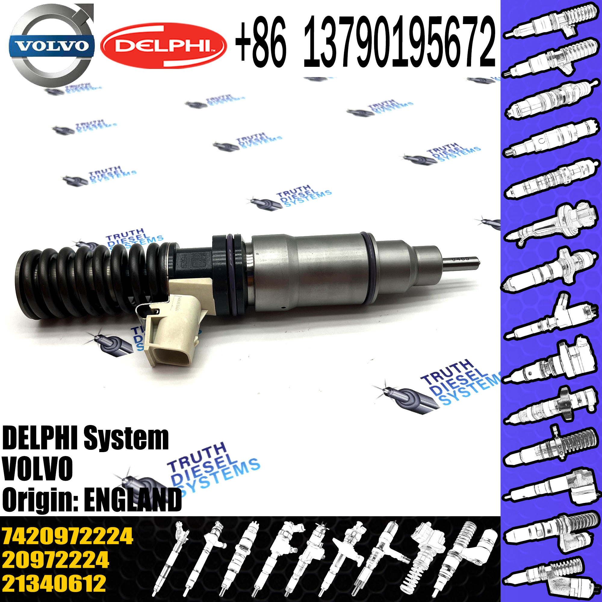Factory Direct Sale Diesel Fuel Injector 21340612 7420972224 20972224 BEBE4D16002 For VOL
